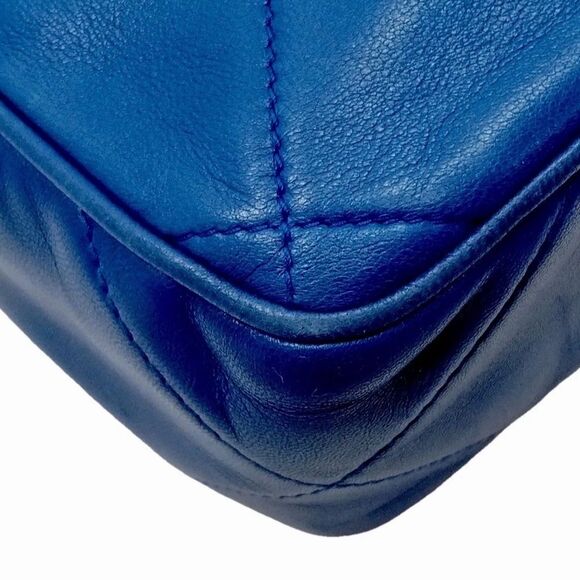 CHANEL Quilted Tassel CC Camera Bag Case Blue Lambskin Auth 1980s Crossbody - Picture 10 of 16